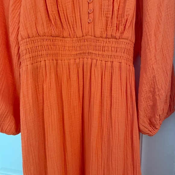 JCrew Orange Women’s Cotton Midi Dress Sz L - Picture 4 of 6